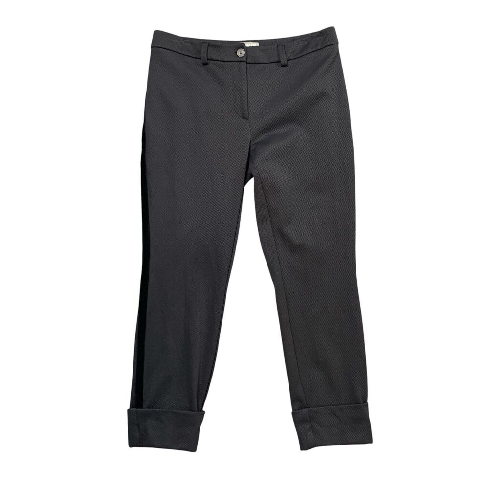 Sharis Place Pants Women 44 US 14/16 Black Grey Ponte Velvet Side Panel Trousers